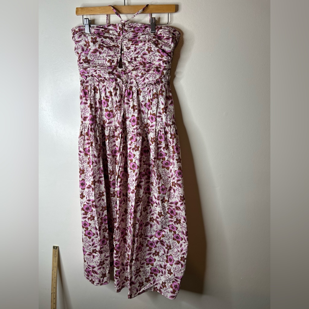 Jason Wu Halter Strapless Floral Smocked Midi Dress